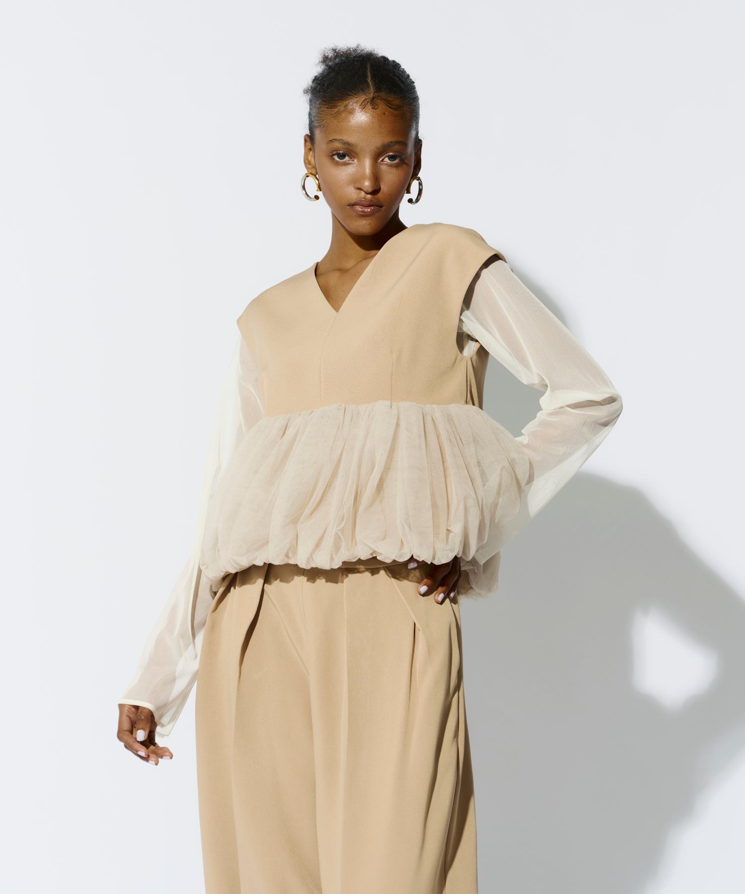 PEPLUM TULLE SET UP PANTS DRESS