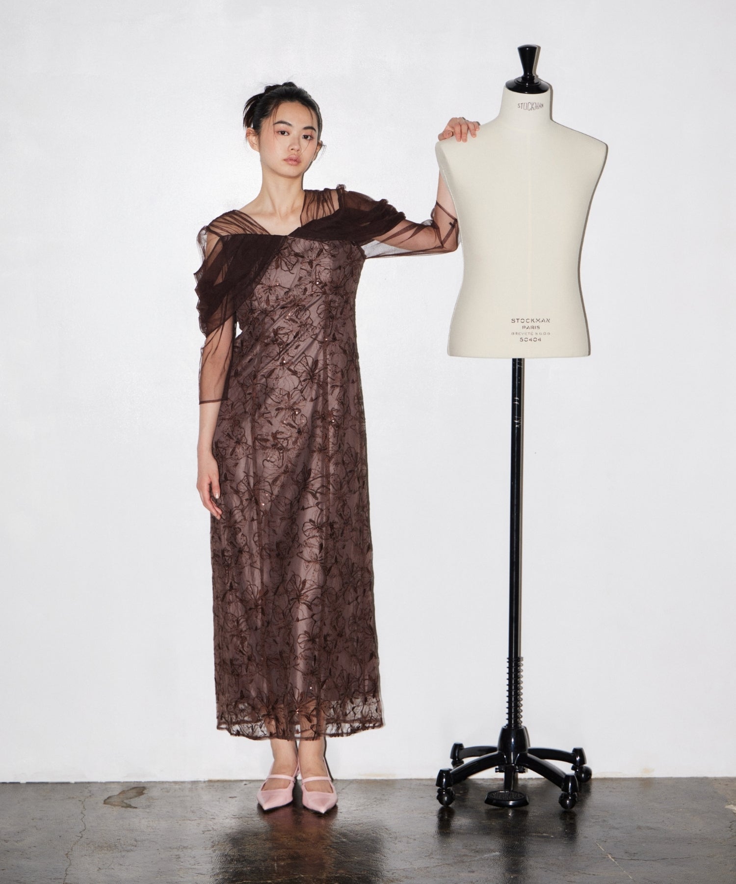 【POPUP】TULLE DRAPE SPANGLE DRESS