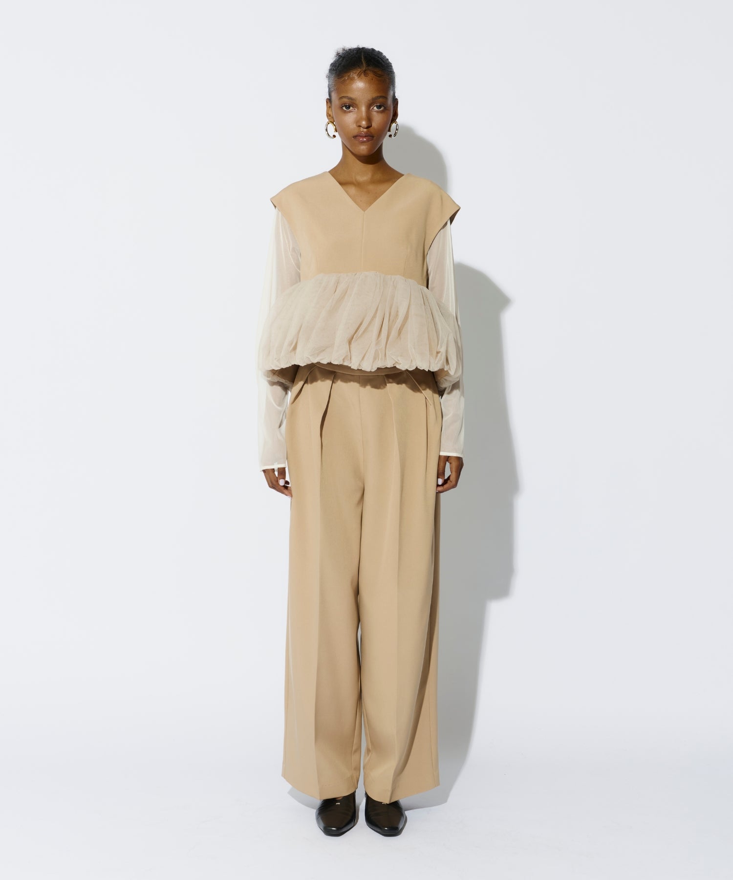 PEPLUM TULLE SET UP PANTS DRESS