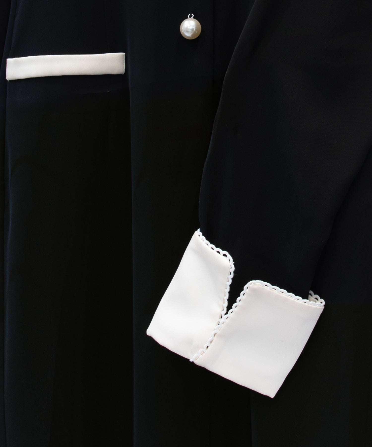 CONTRAST COLLAR DRESS ブラック アップ物撮り画像