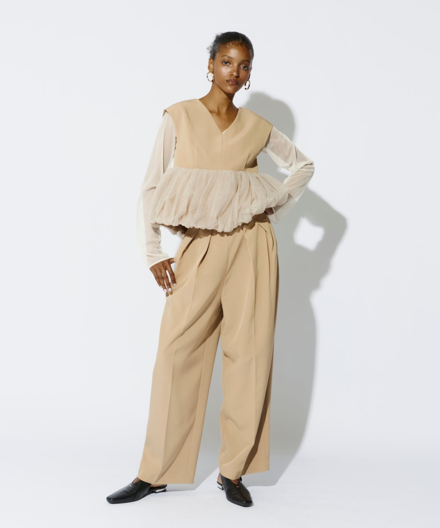 PEPLUM TULLE SET UP PANTS DRESS