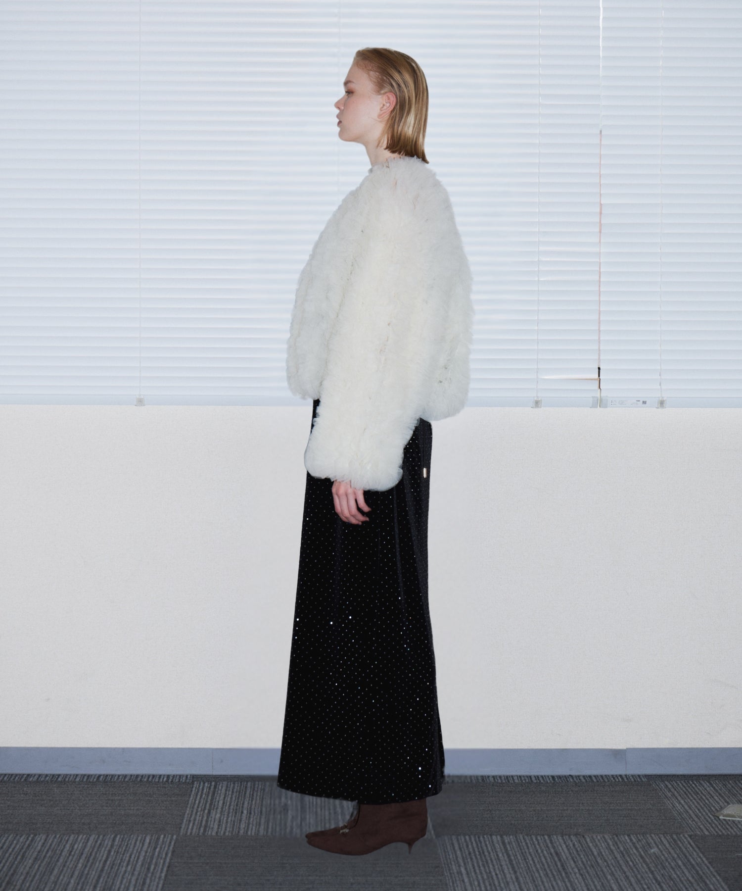 VOLUME TULLE JACKET  アイボリー 横全身