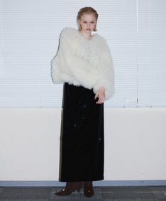 VOLUME TULLE JACKET  アイボリー 正面全身ポーズ