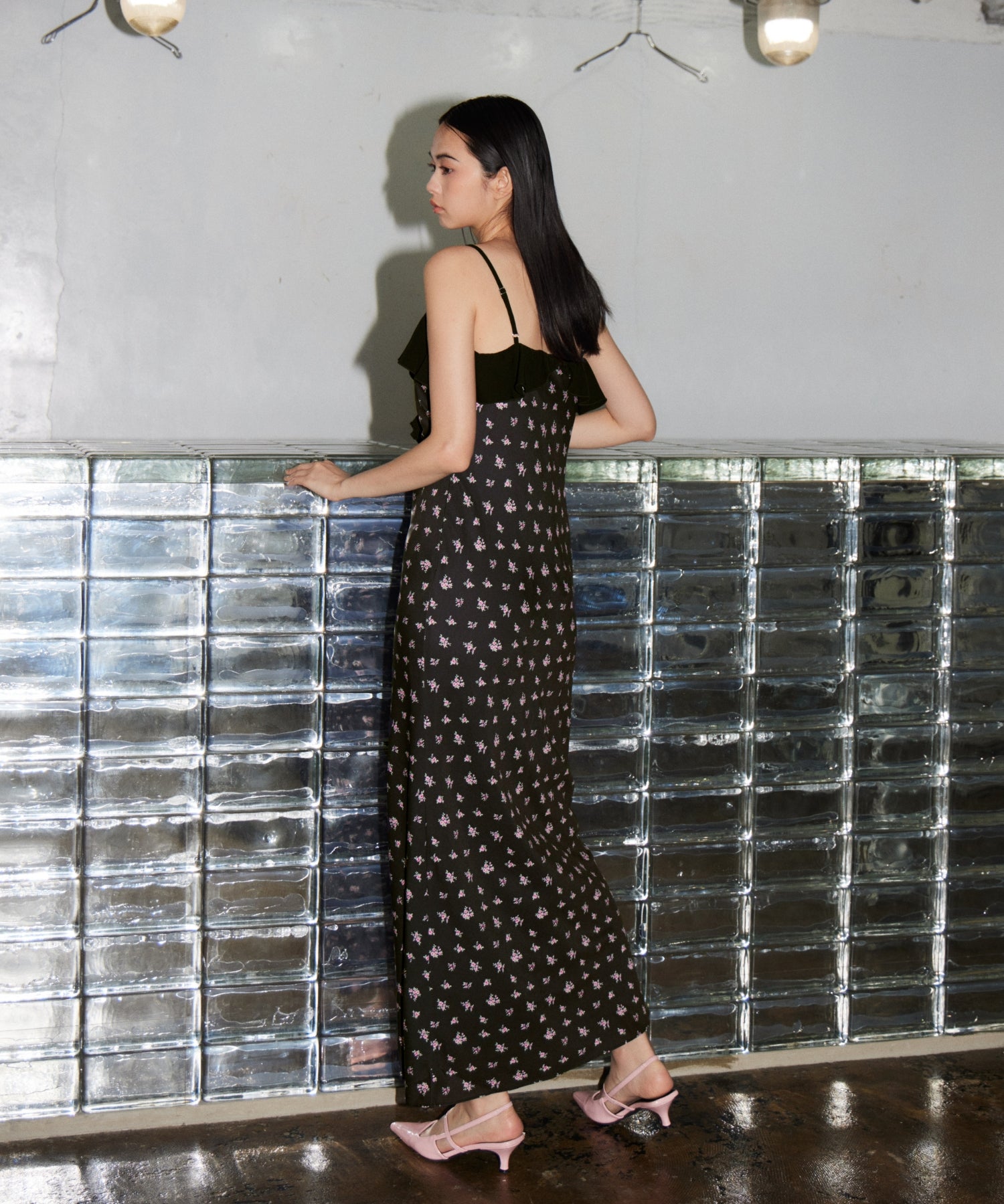 PRINT RUFFLE CUP IN DRESS