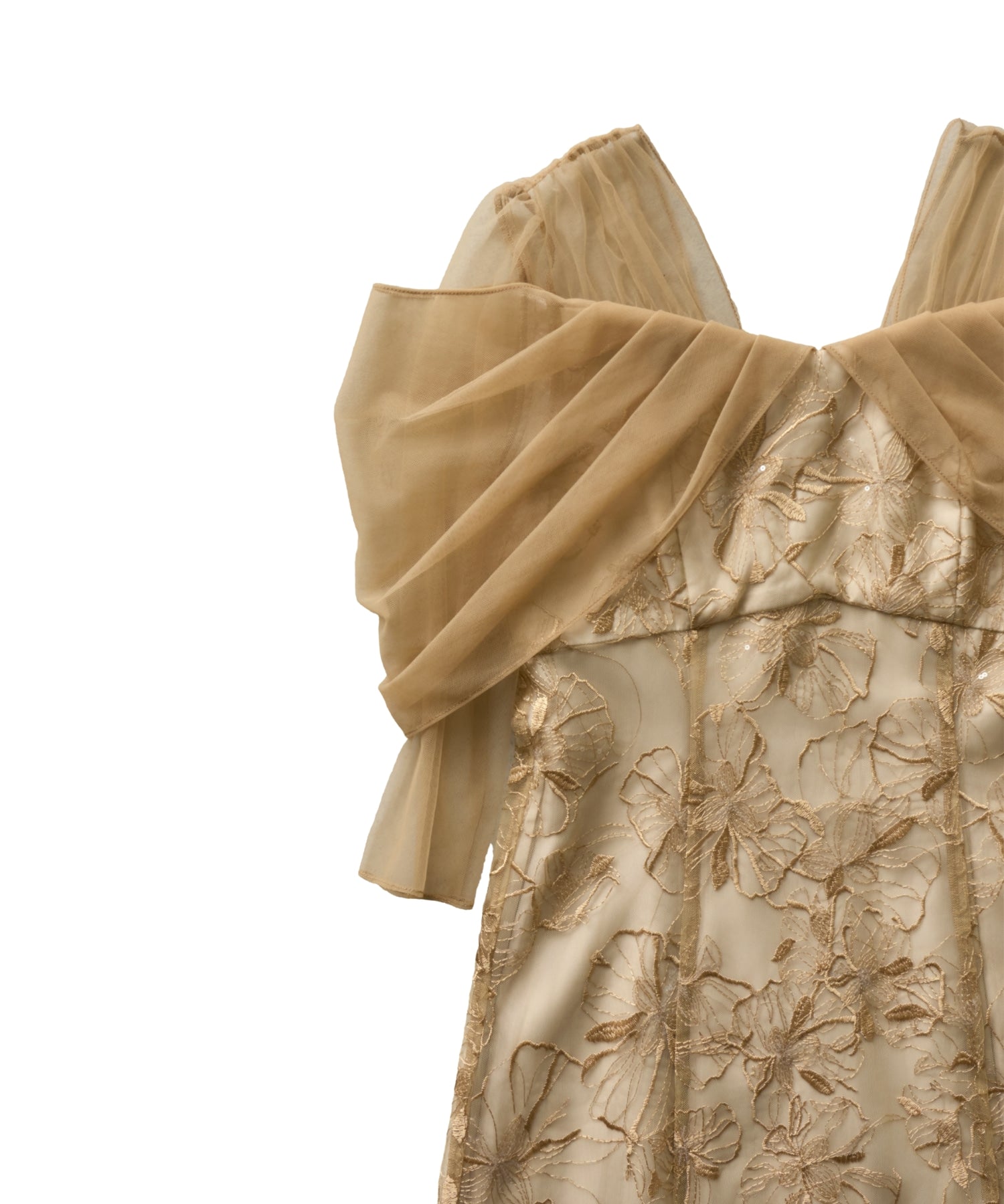 TULLE DRAPE SPANGLE DRESS