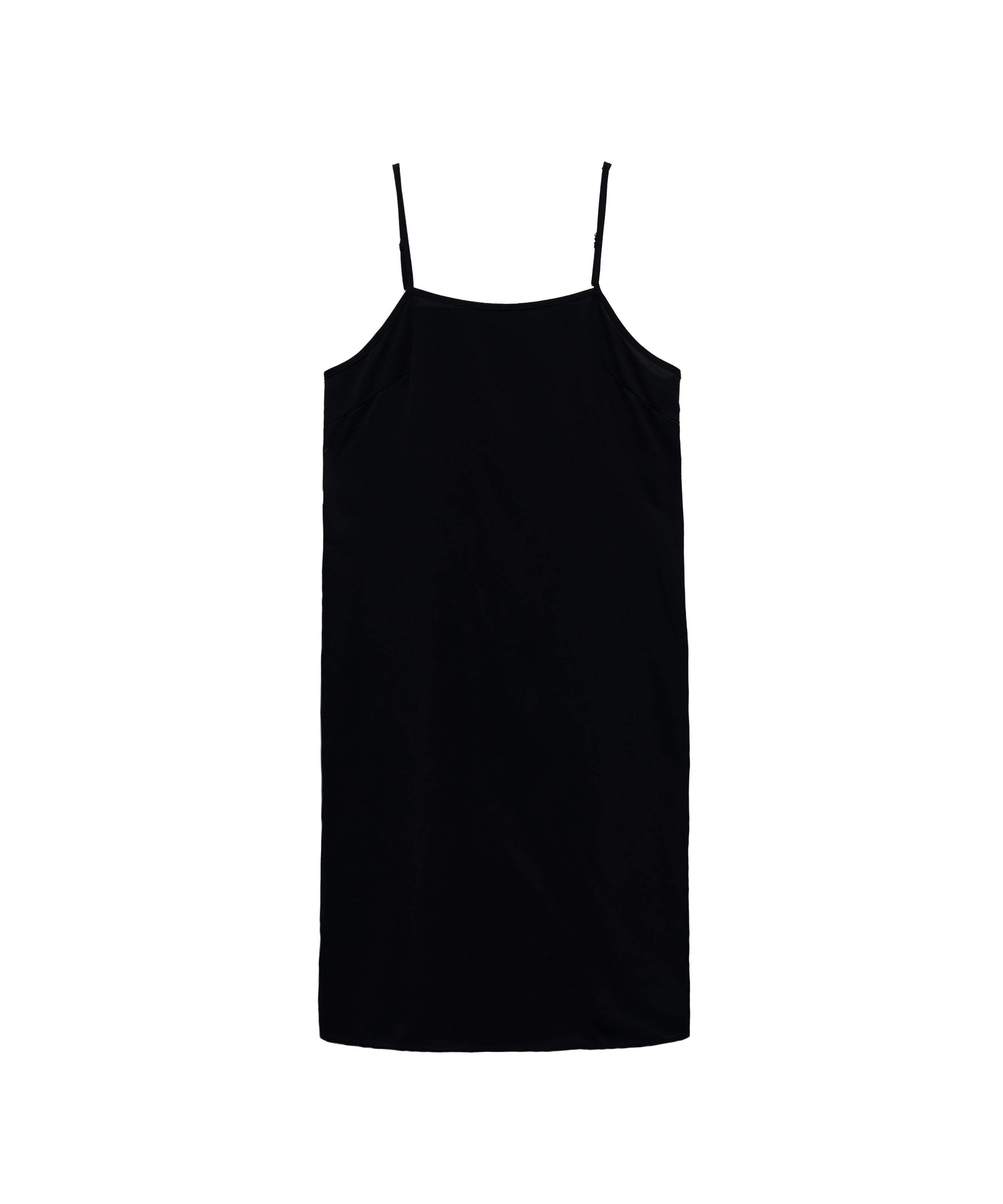 CONTRAST COLLAR DRESS ブラック 正面ペチコート全身物撮り画像