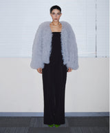 VOLUME TULLE JACKET グレー 正面全身