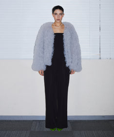 VOLUME TULLE JACKET グレー 正面全身