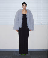 VOLUME TULLE JACKET グレー 正面全身