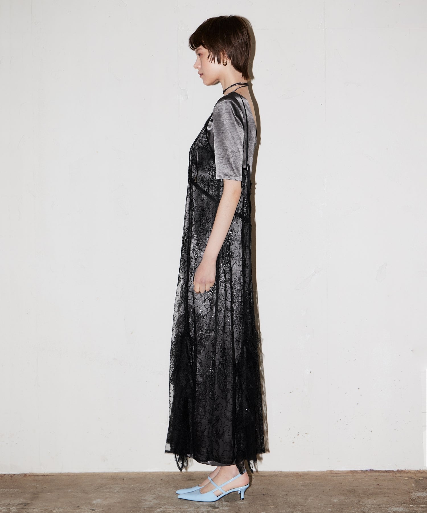SPARKLE LACE SATIN DRESS