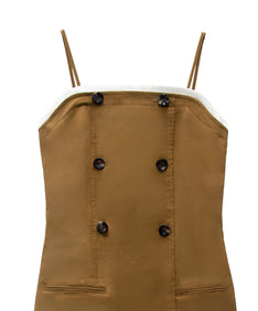 TRENCH BUBBLE DRESS キャメル 正面アップ物撮り画像