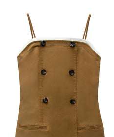 TRENCH BUBBLE DRESS キャメル 正面アップ物撮り画像