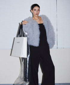 VOLUME TULLE JACKET グレー 正面アップポーズ