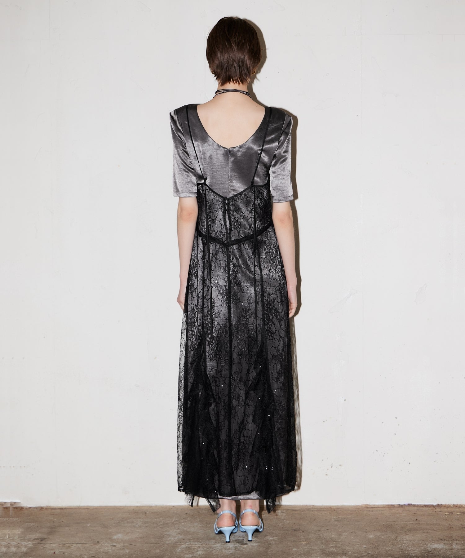 SPARKLE LACE SATIN DRESS