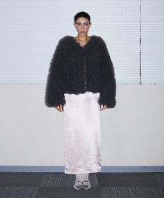VOLUME TULLE JACKET  チャコール 正面全身