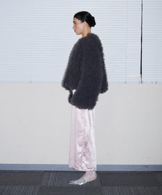 VOLUME TULLE JACKET  チャコール 横全身