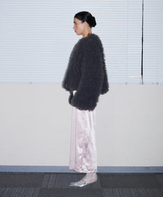 VOLUME TULLE JACKET  チャコール 横全身