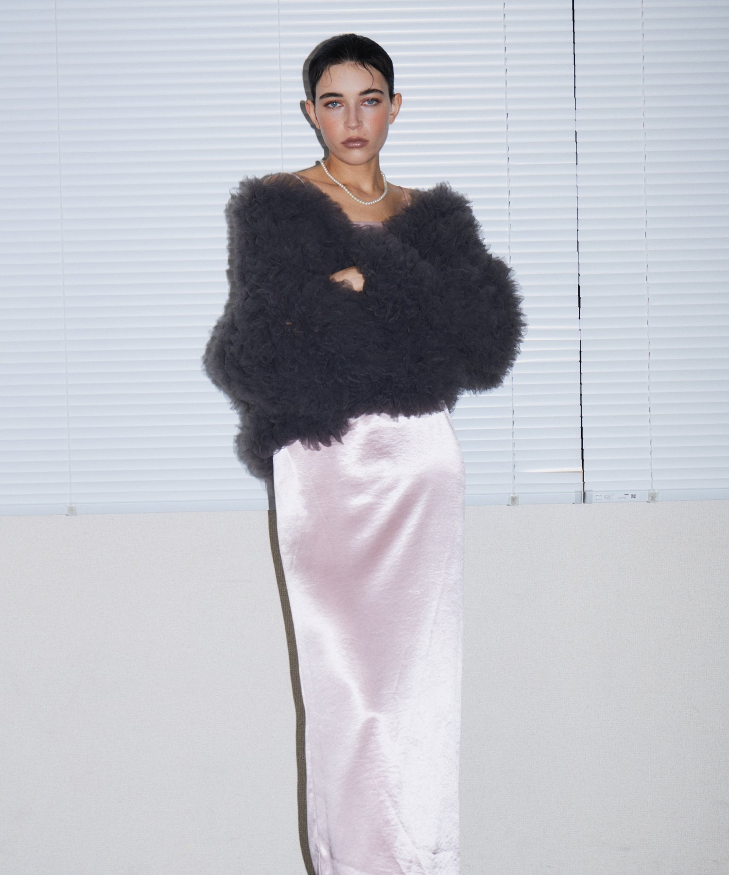 VOLUME TULLE JACKET  チャコール アプポーズ