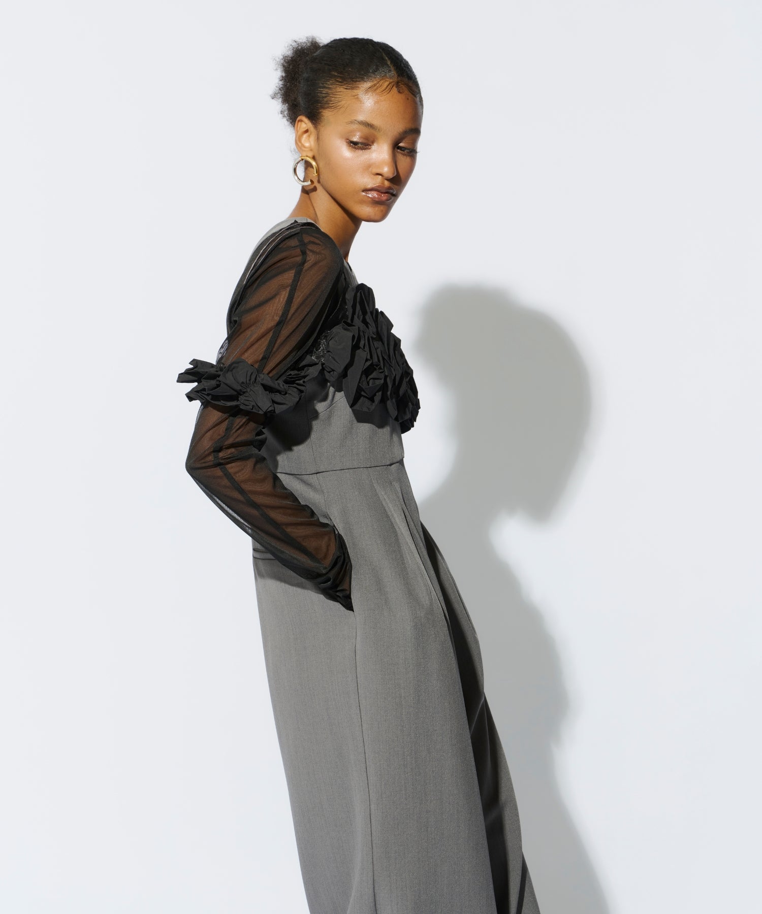 RUFFLED BUSTIER PANTS DRESS