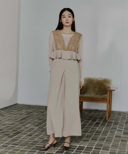 VOLUME TULLE PEPLUM DRESS