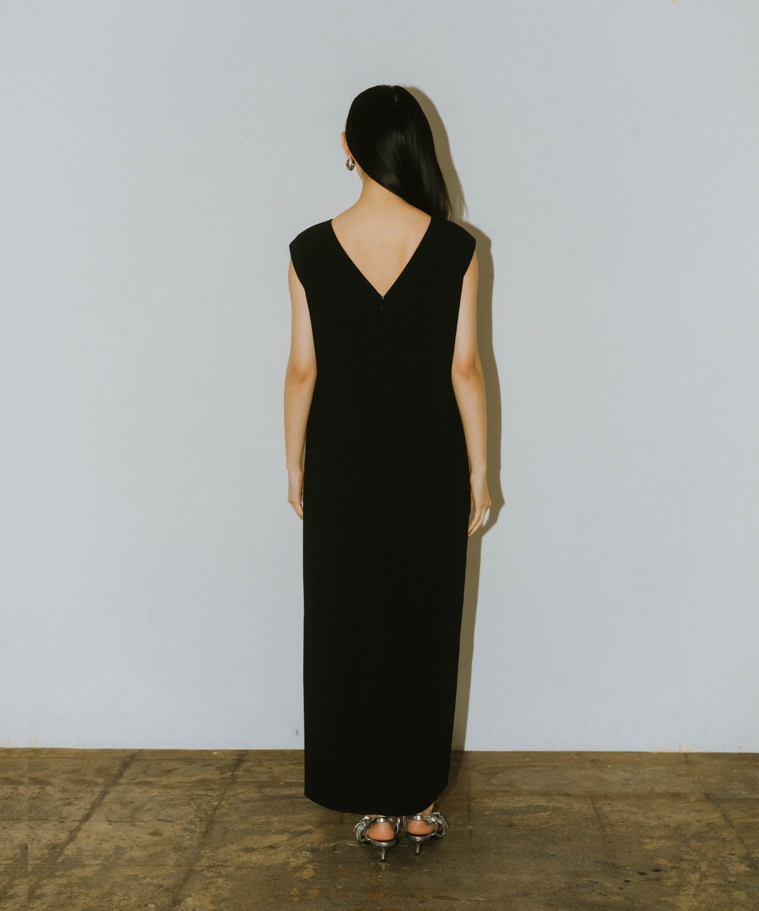 GLOSSY MULTI RUFFLE DRESS