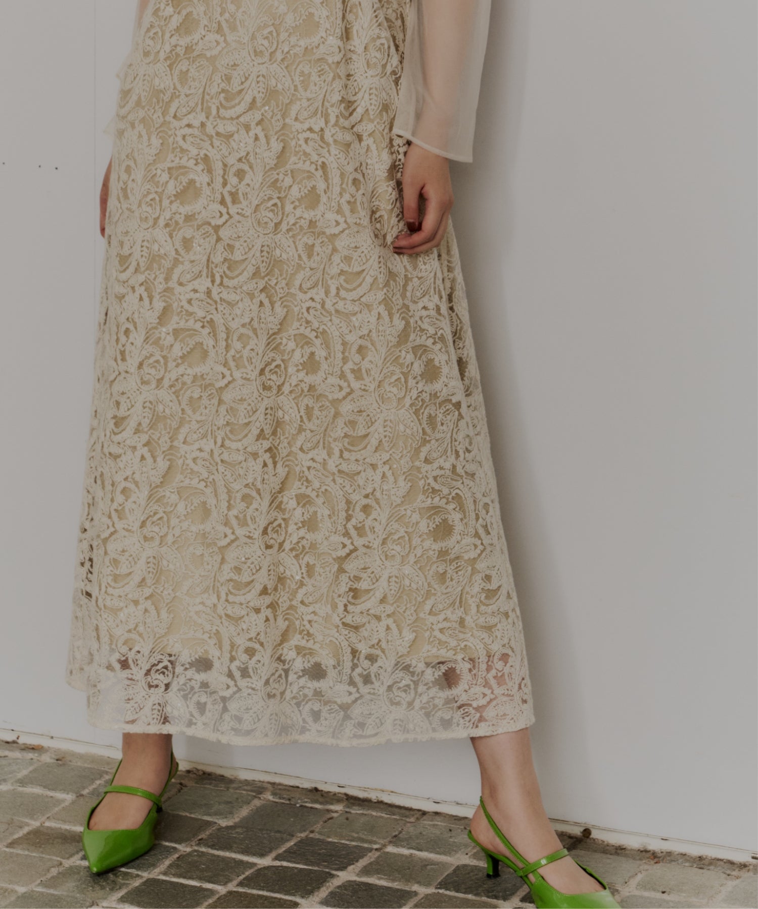 LEAF EMBROIDERY BACK DESIGN DRESS