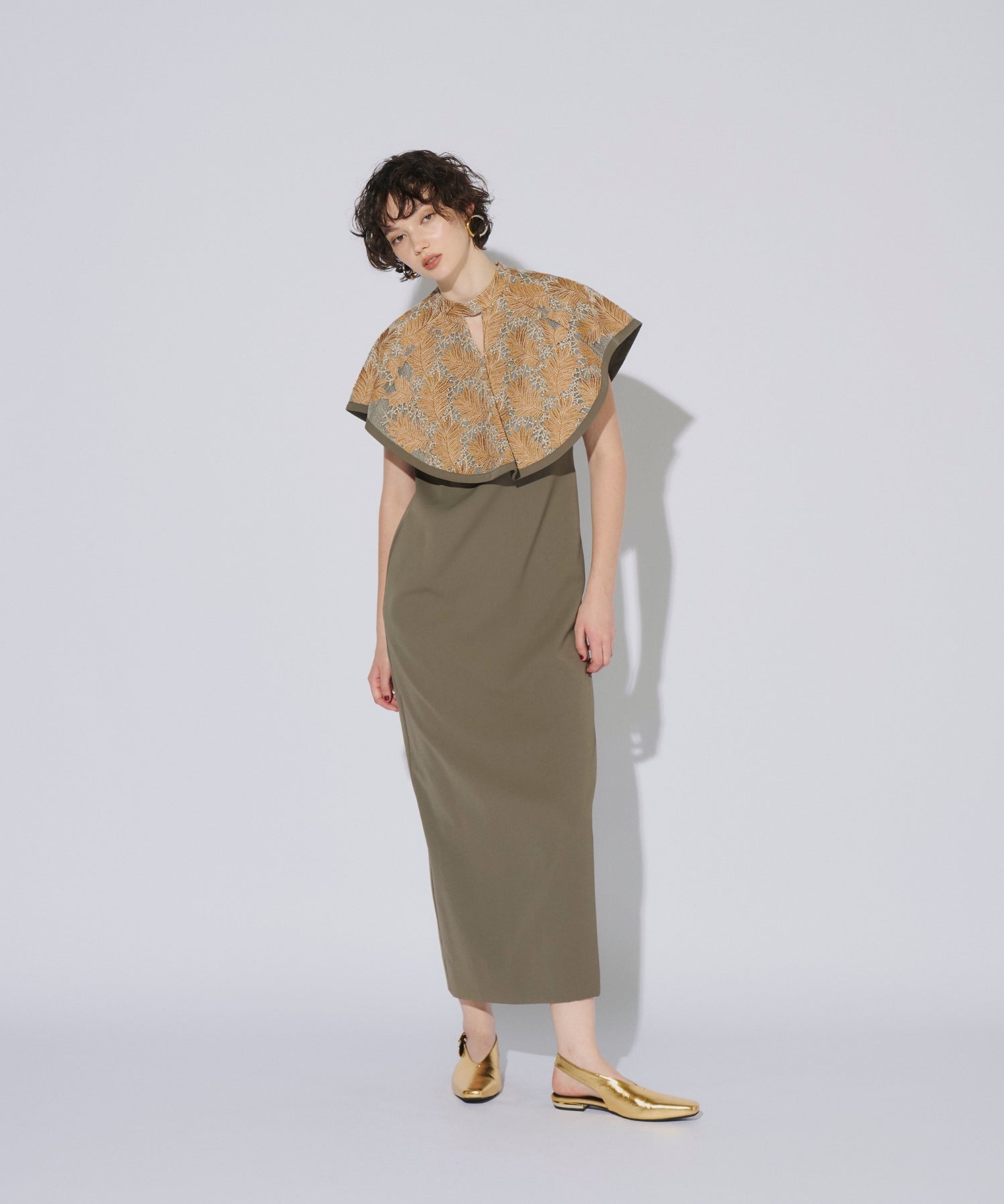 EMBROIDERY CAPE DRESS