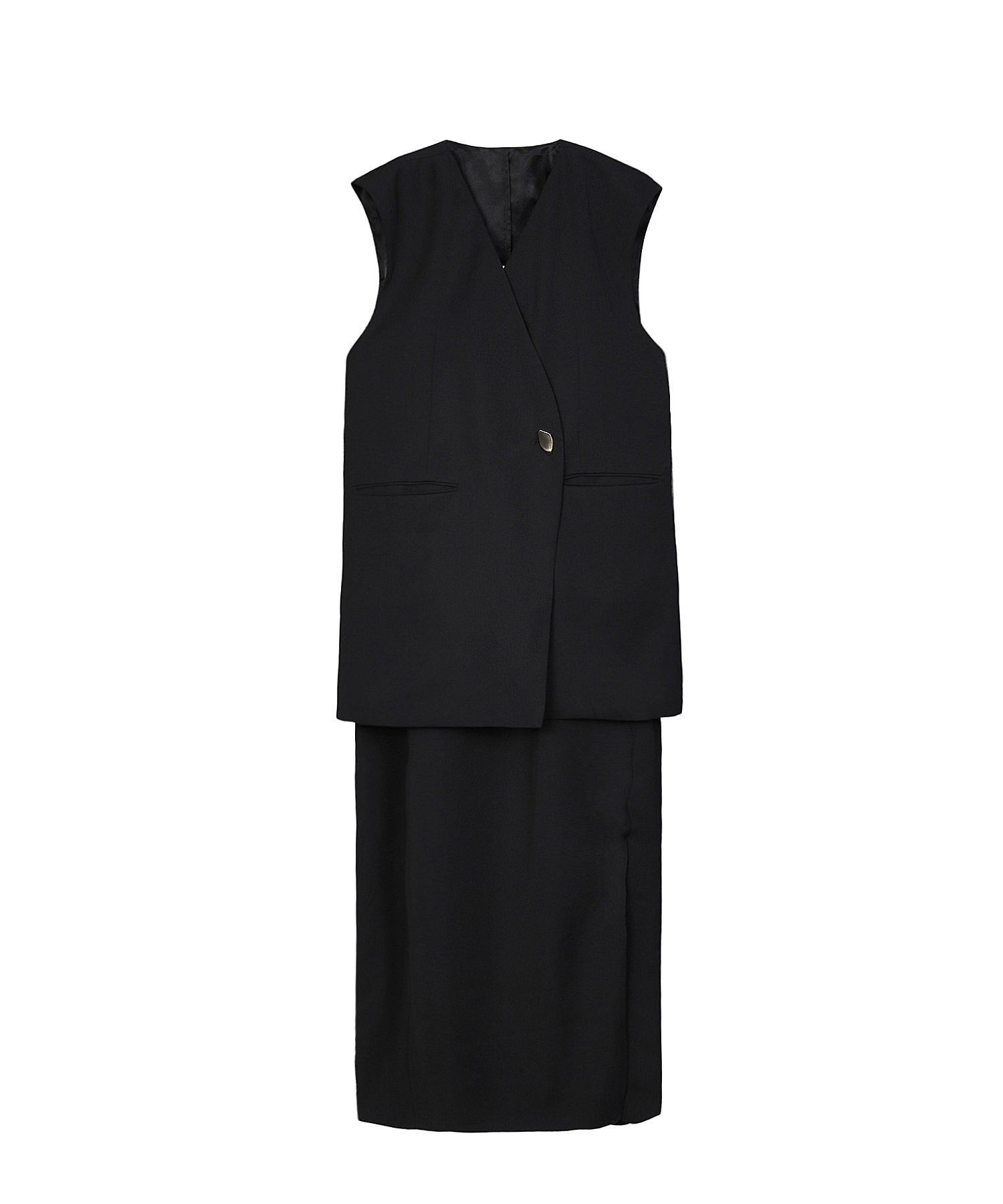 BACK SHEER GILET SETUP DRESS