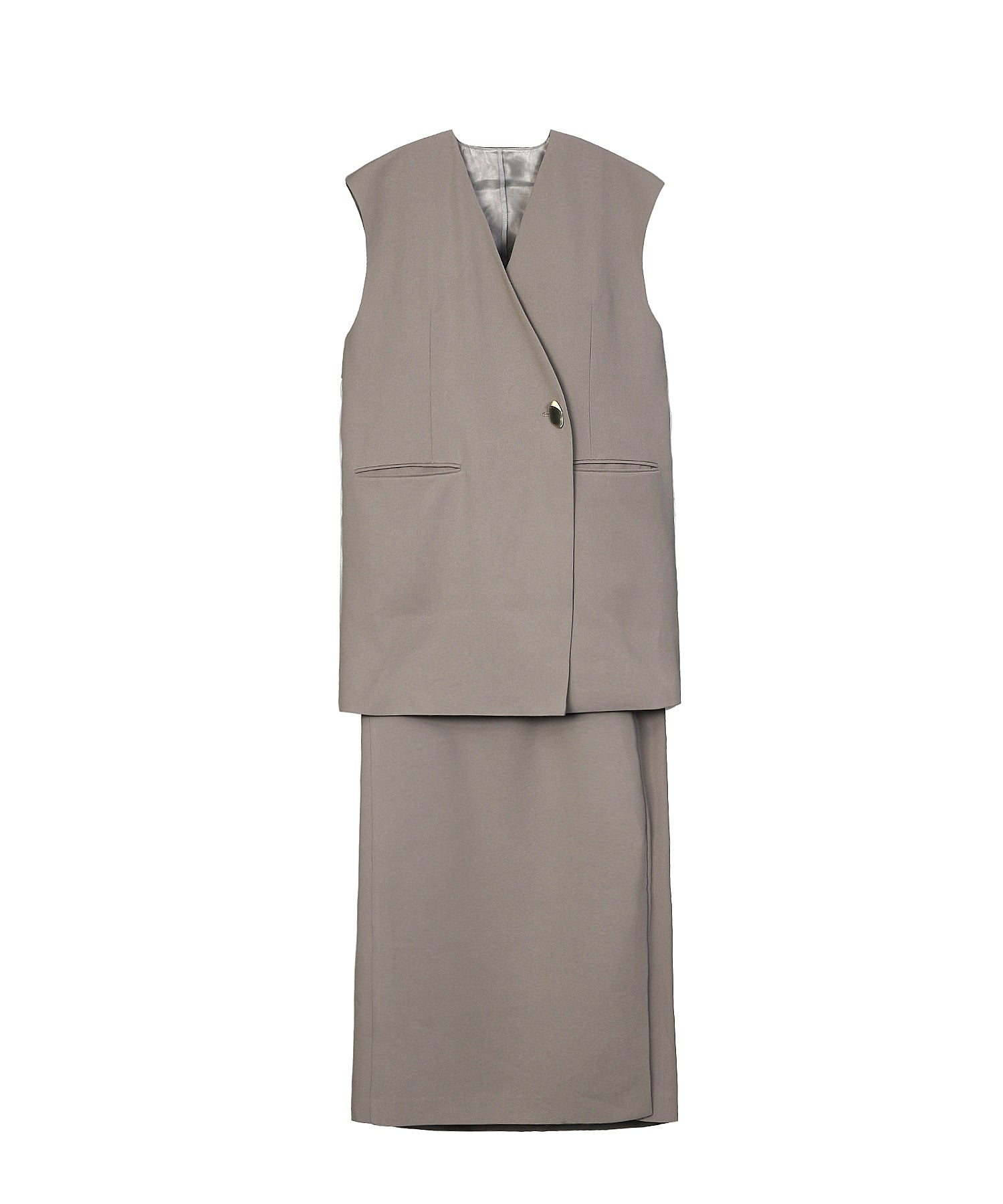 BACK SHEER GILET SETUP DRESS