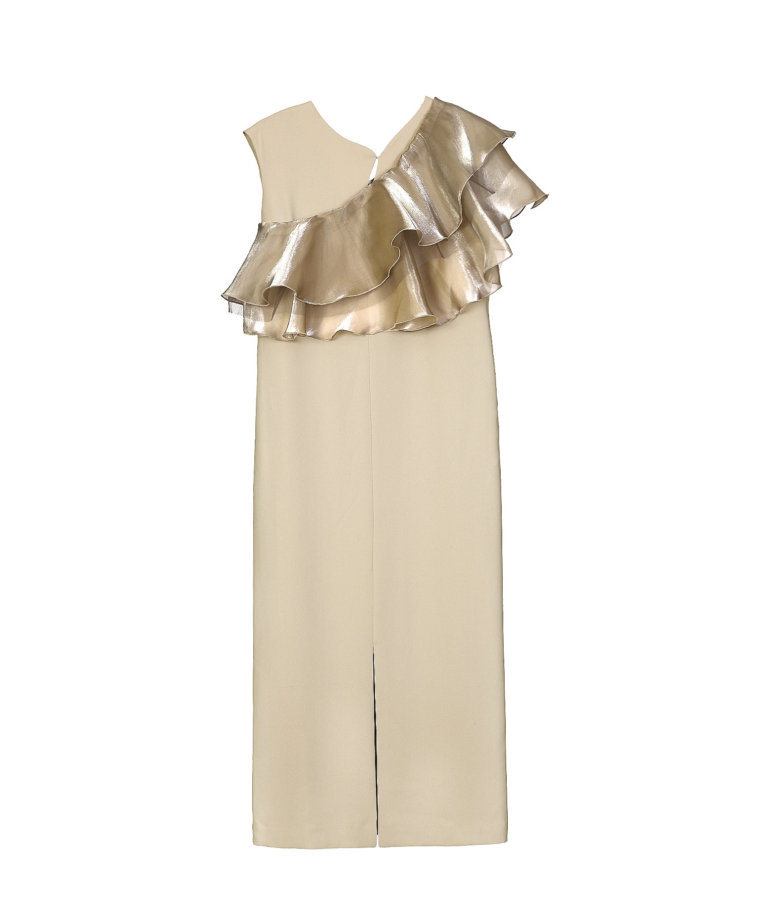 GLOSSY MULTI RUFFLE DRESS