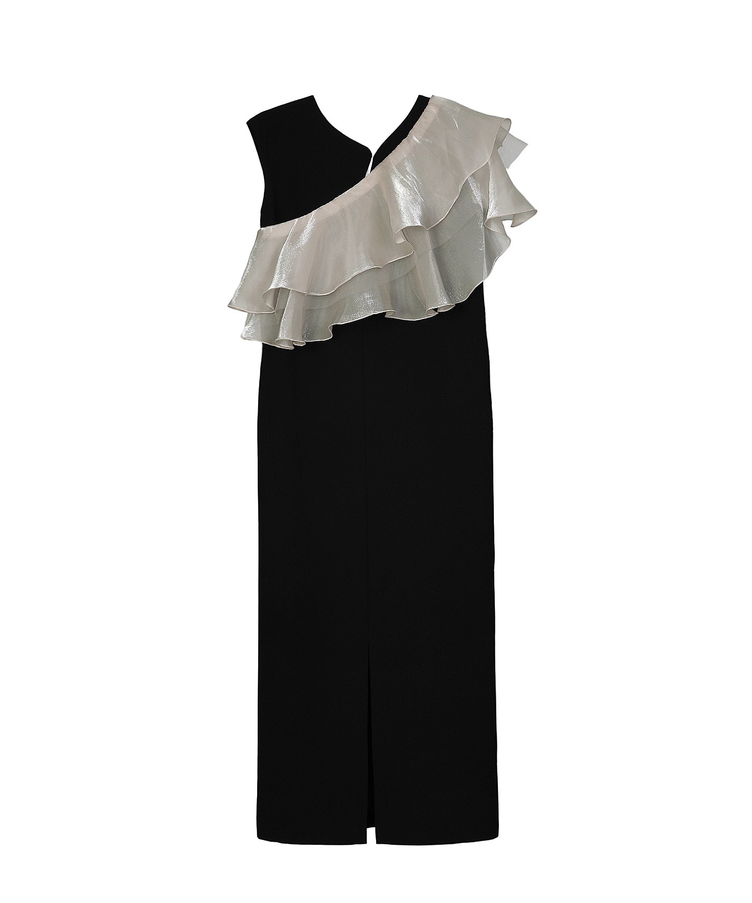 GLOSSY MULTI RUFFLE DRESS