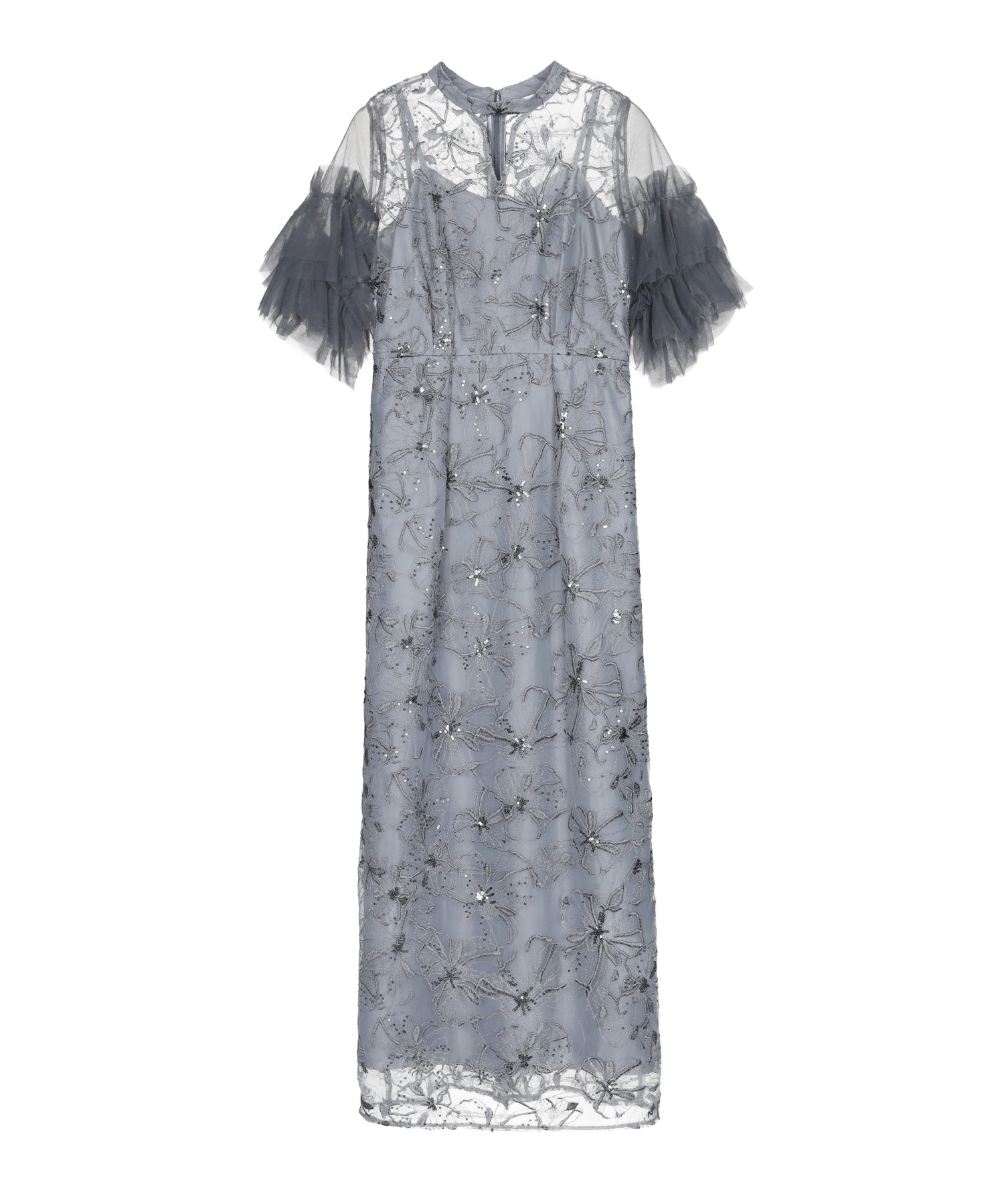 KEY NECK EMBROIDERY DRESS