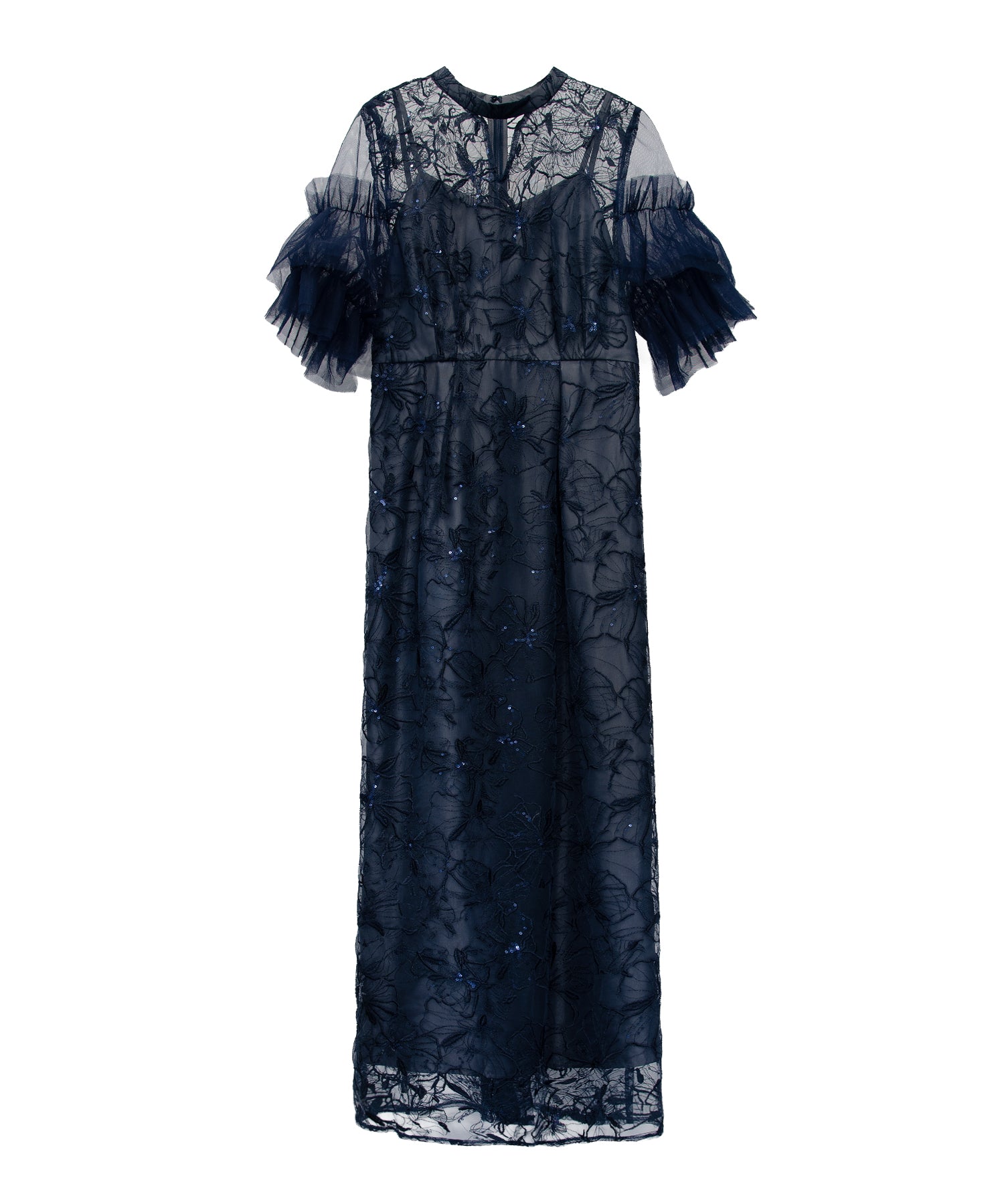 KEY NECK EMBROIDERY DRESS