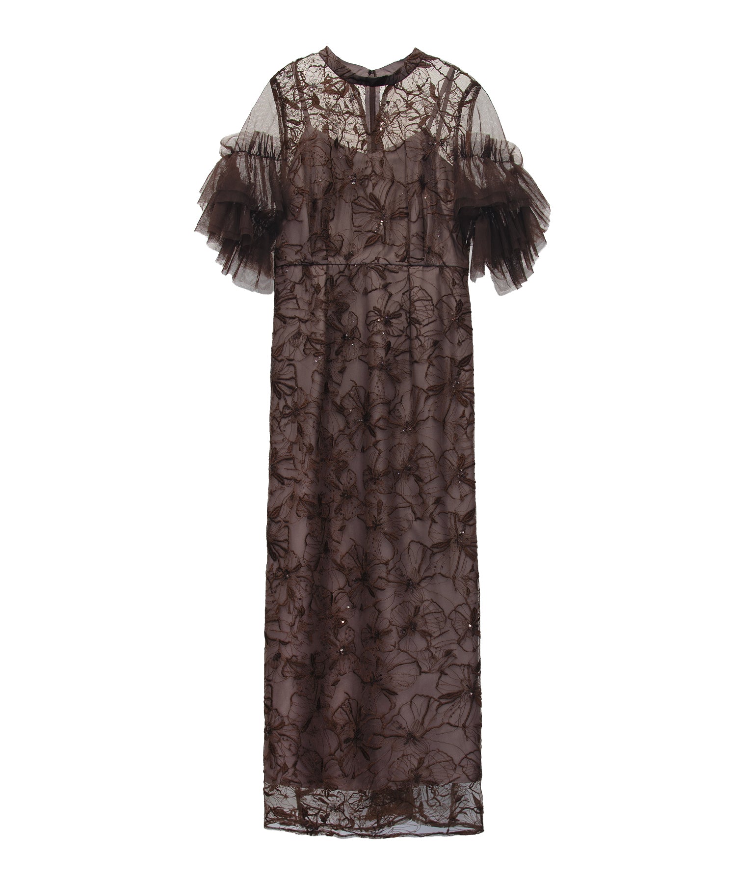 KEY NECK EMBROIDERY DRESS
