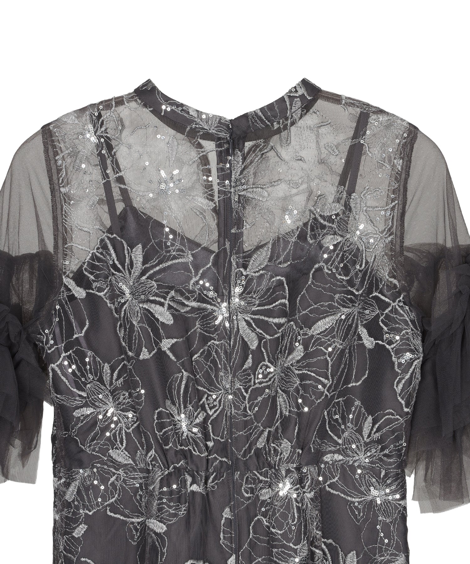 KEY NECK EMBROIDERY DRESS