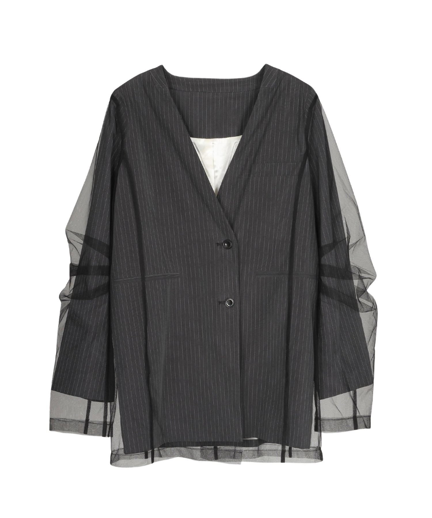 STRIPE LAYERED TULLE JACKET