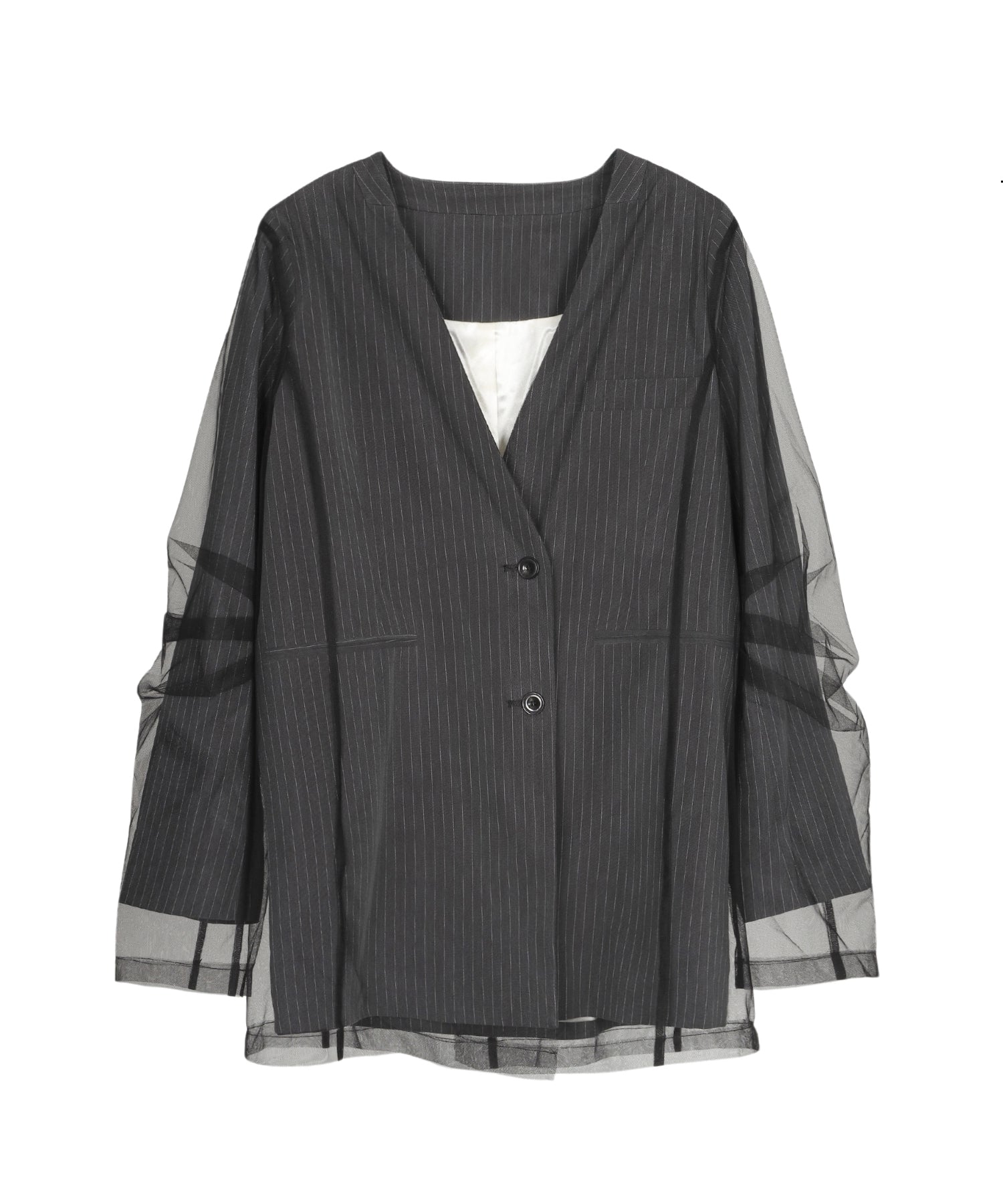 ジャケット・アウター stripe layered tulle jacket STRIPE LAYERED TULLE JACKET