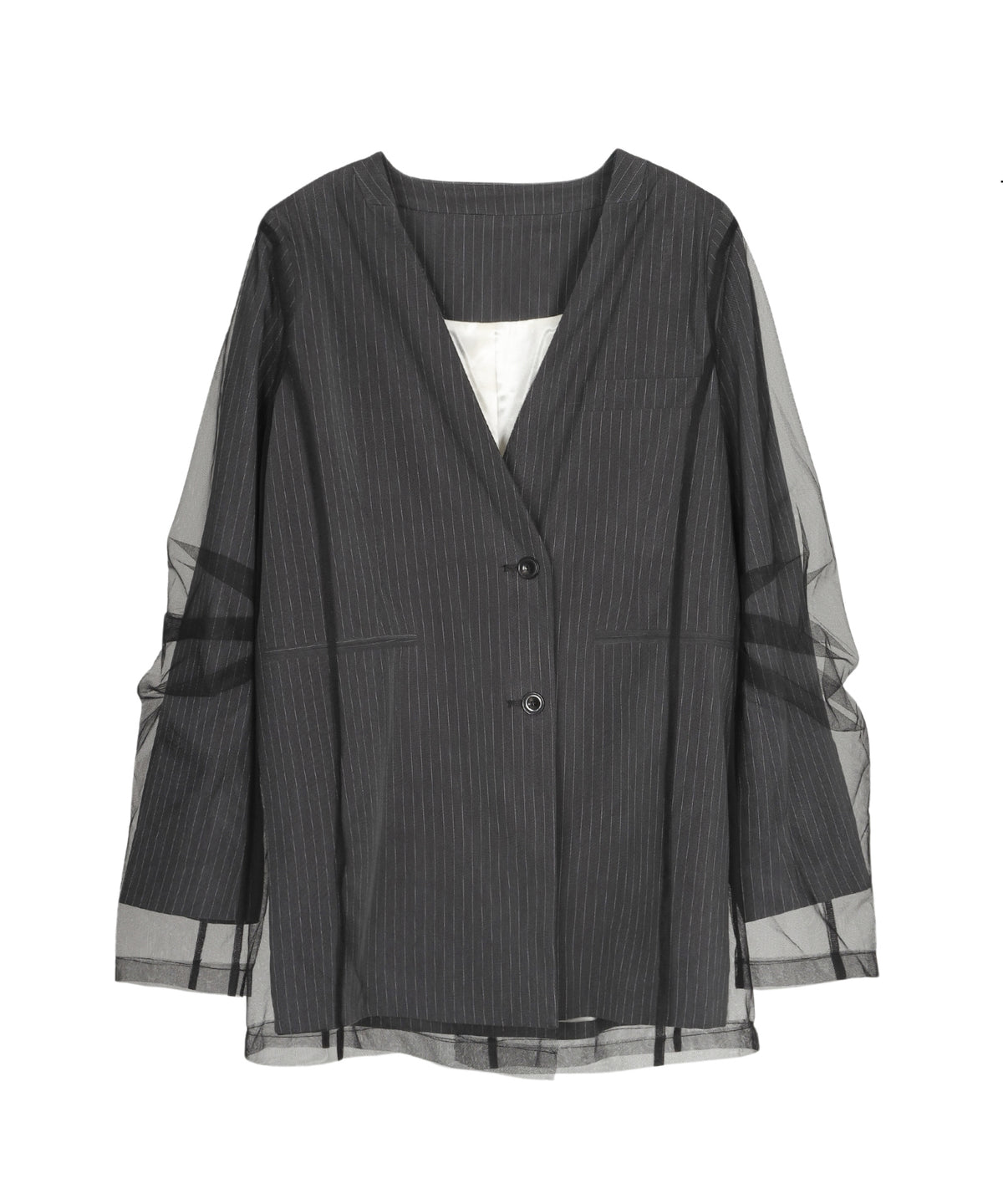 STRIPE LAYERED TULLE JACKET