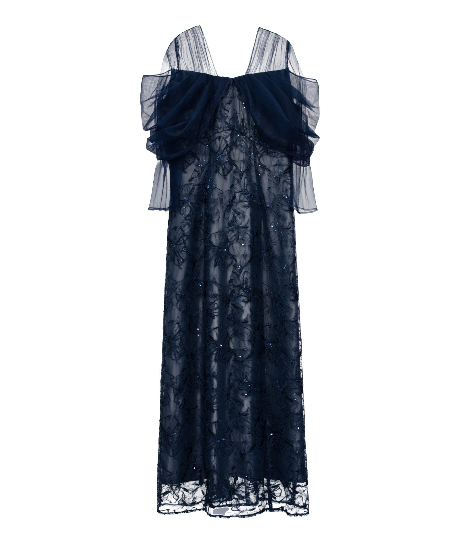 TULLE DRAPE SPANGLE DRESS
