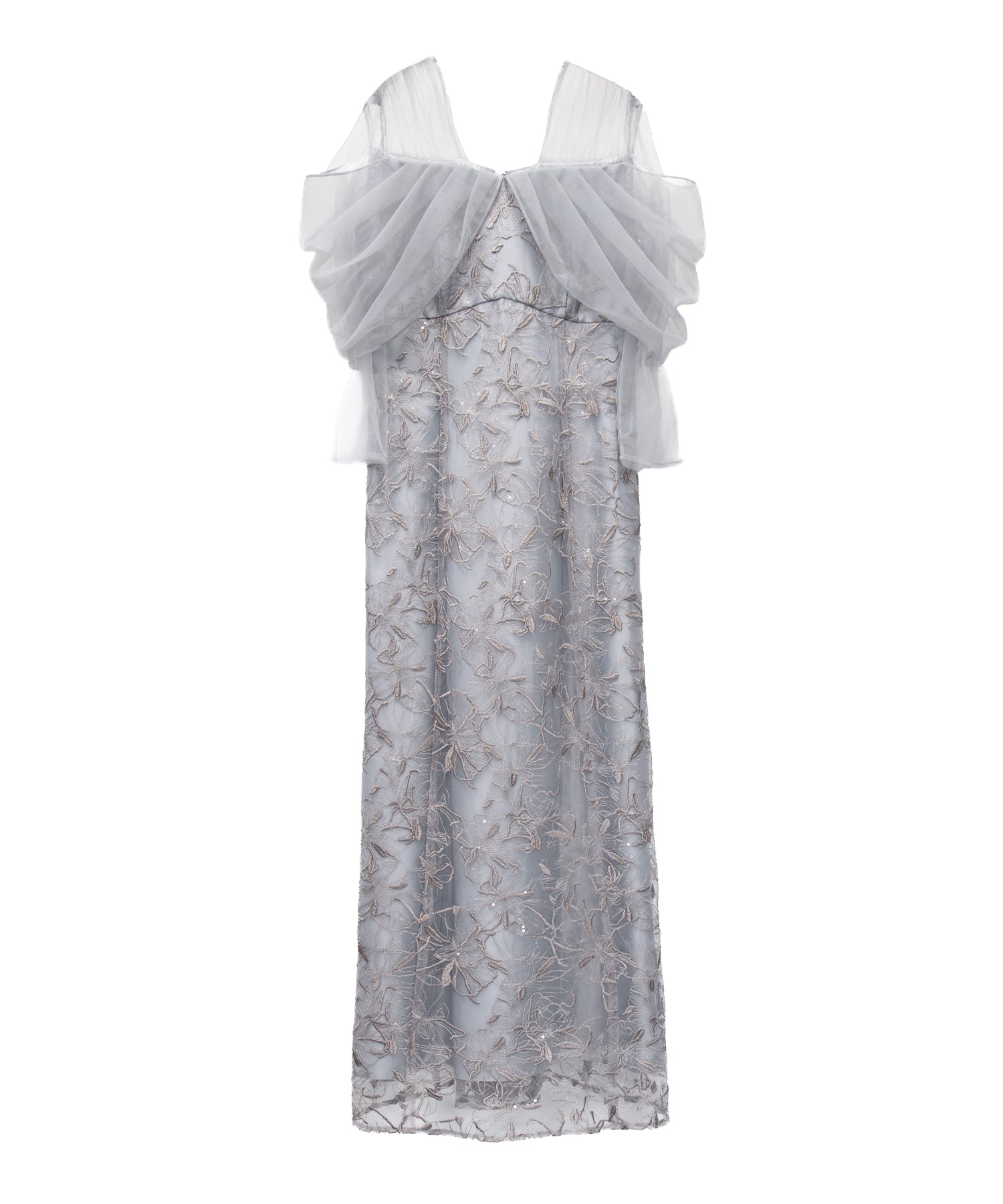 TULLE DRAPE SPANGLE DRESS