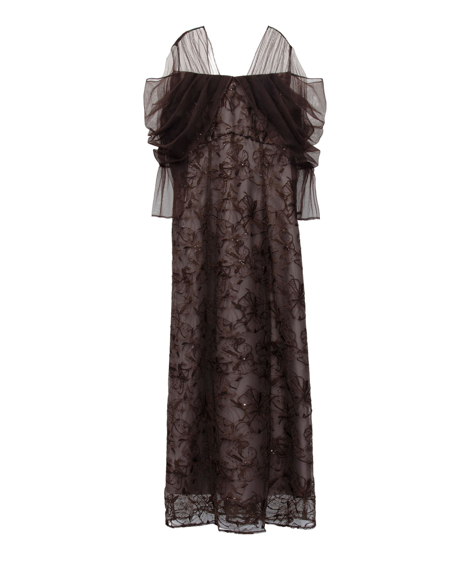 TULLE DRAPE SPANGLE DRESS