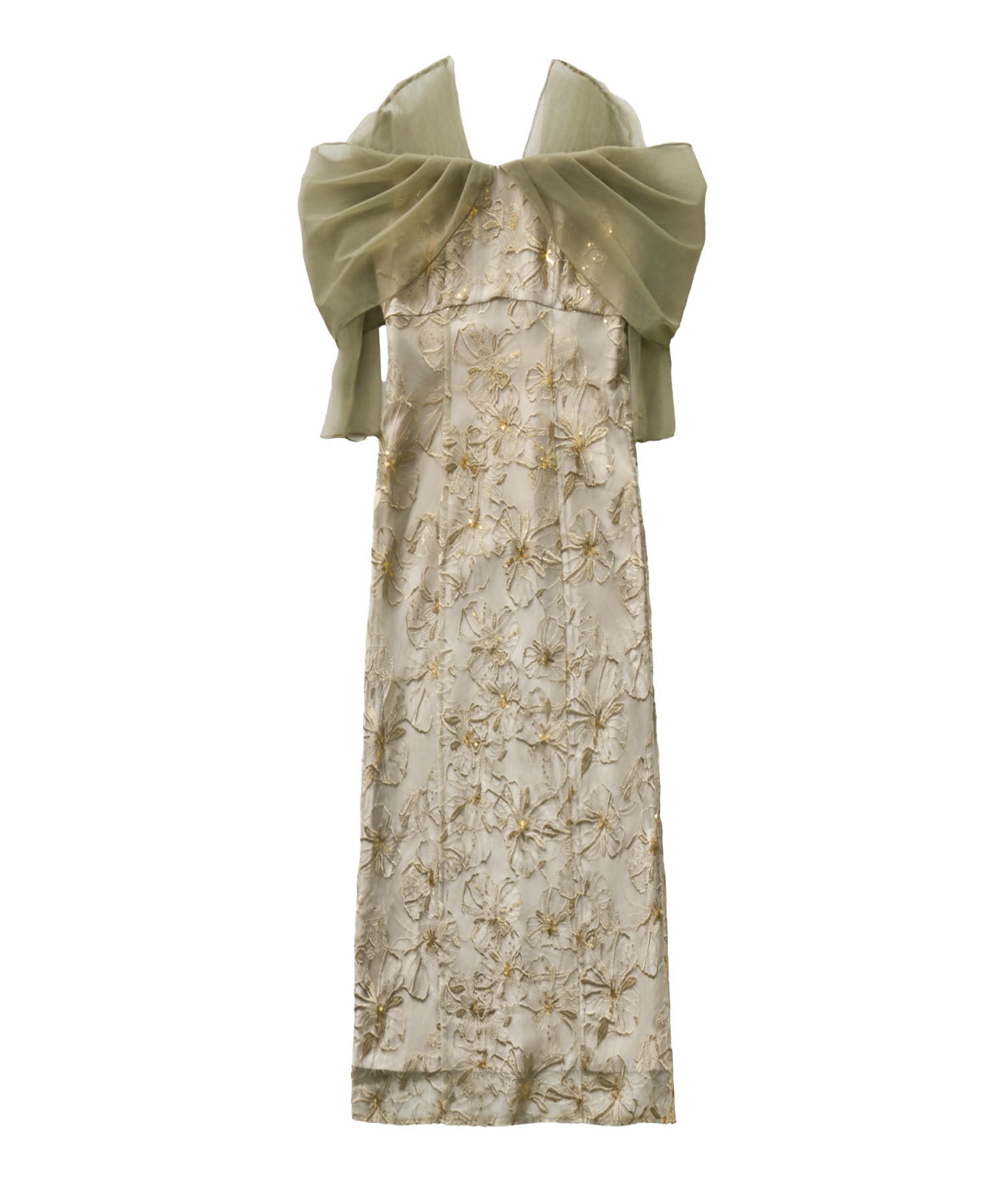 TULLE DRAPE SPANGLE DRESS