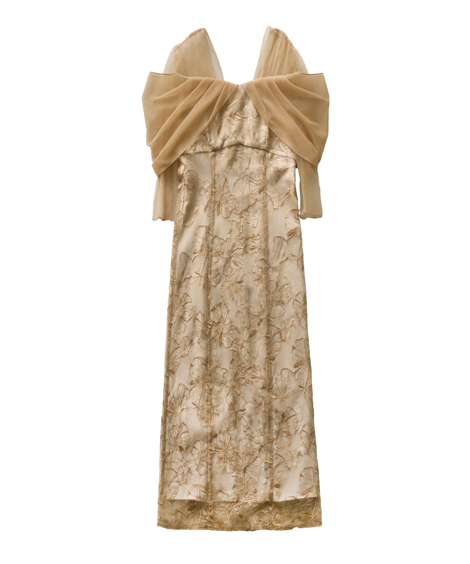 TULLE DRAPE SPANGLE DRESS