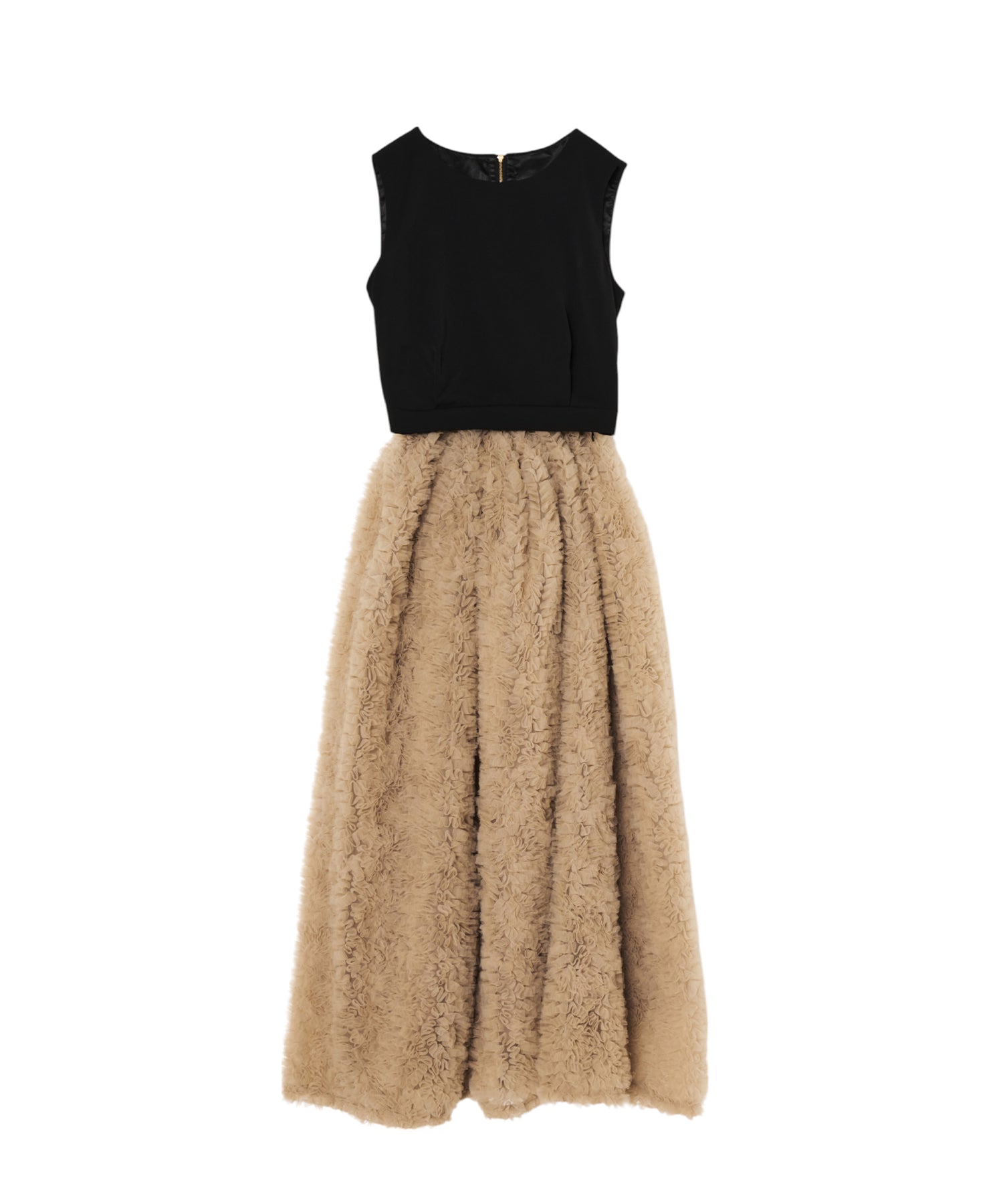 【ANDRESD】mocomoco set up dress ベージュ×ブラック MOCOMOCO SET UP DRESS