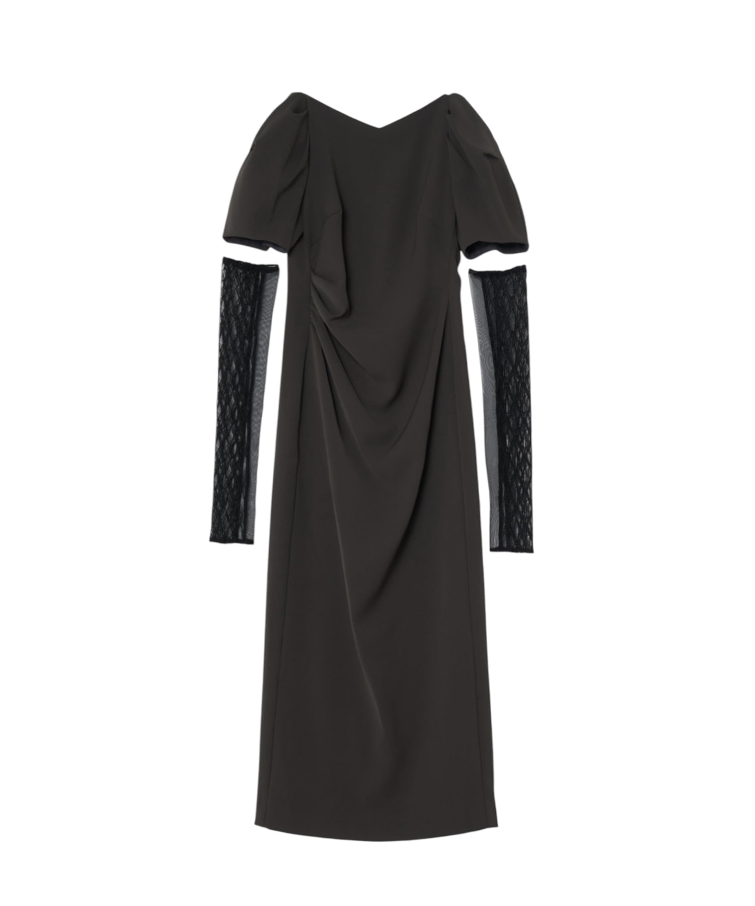 LACE ARM DRAPE DRESS