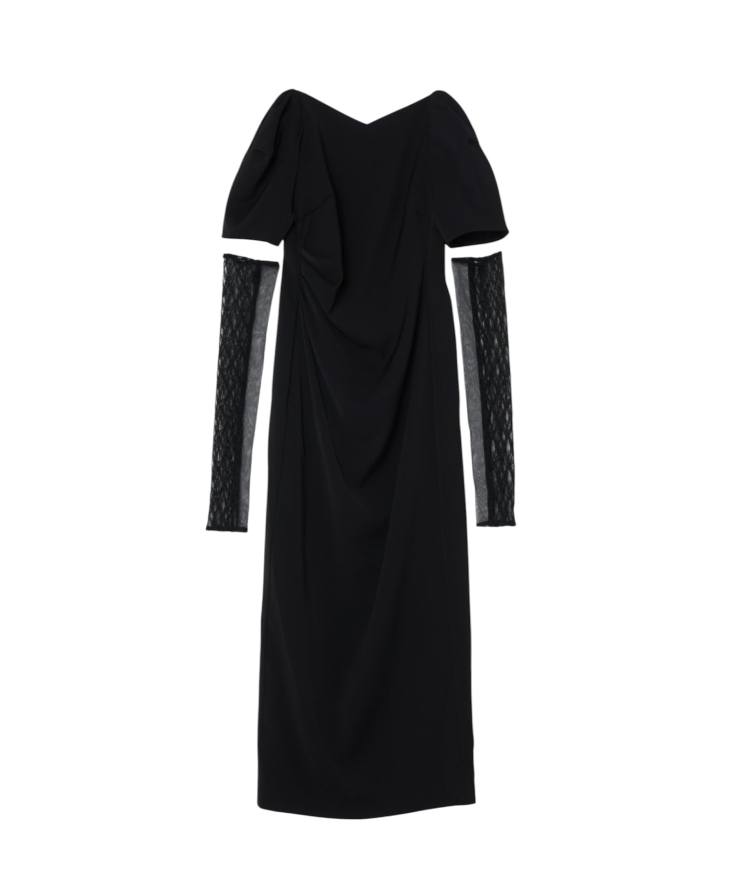 LACE ARM DRAPE DRESS