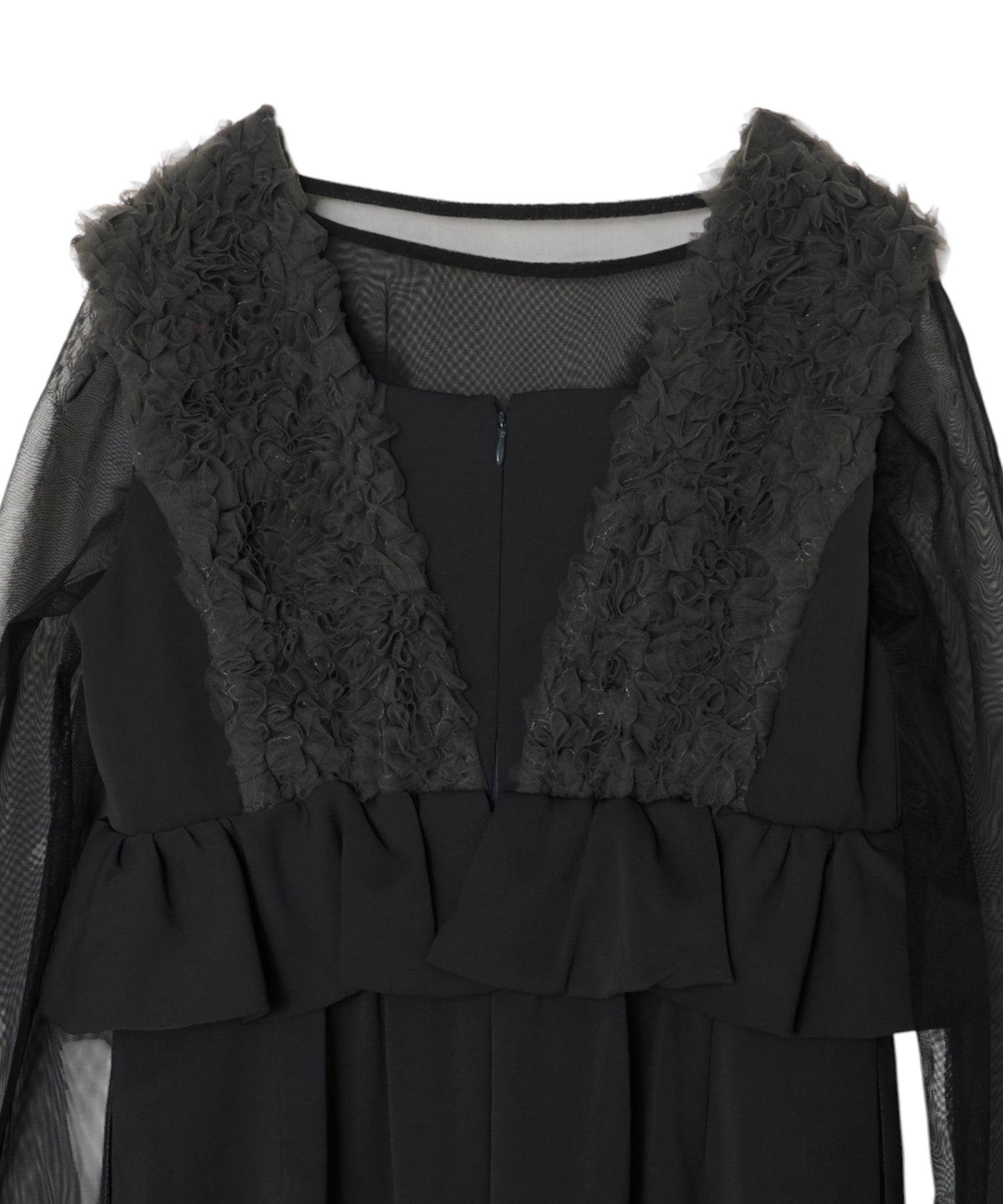 VOLUME TULLE PEPLUM DRESS