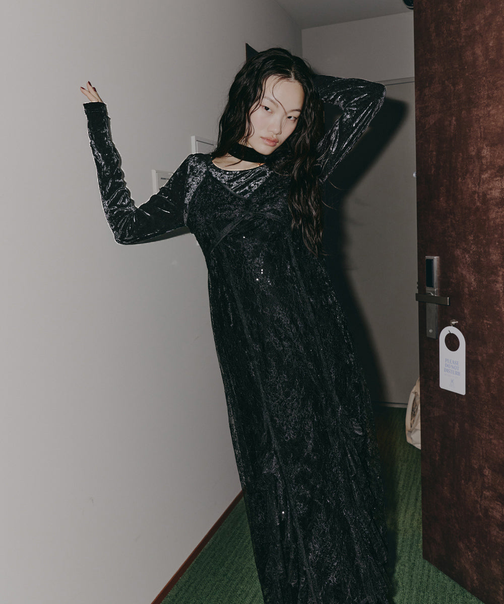 SPARKLE LACE VELOUR DRESS