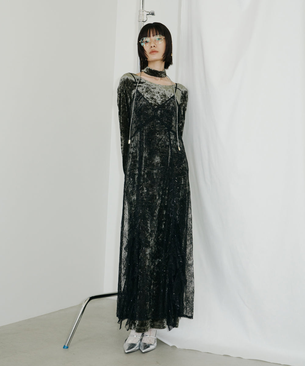 SPARKLE LACE VELOUR DRESS