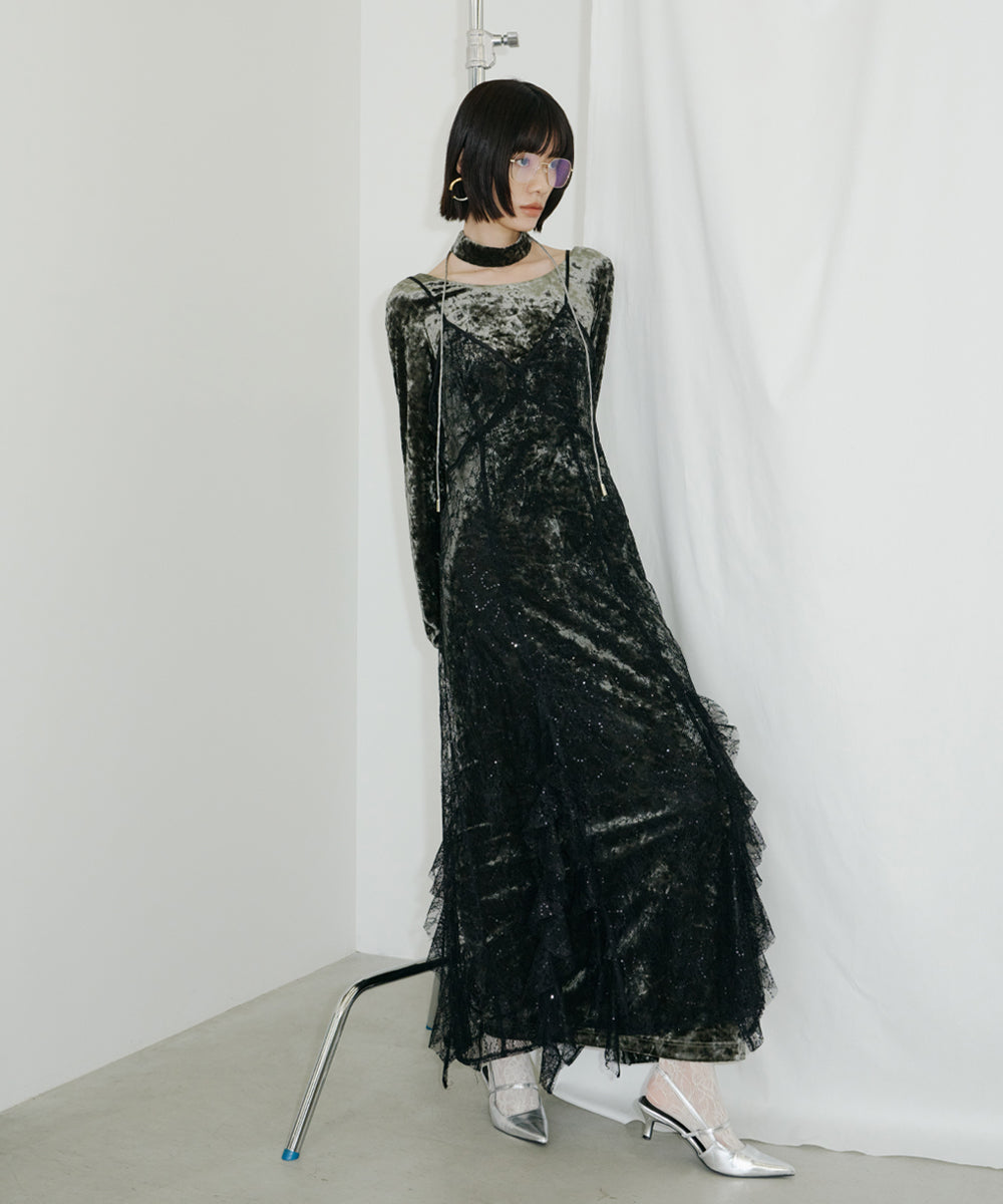 SPARKLE LACE VELOUR DRESS